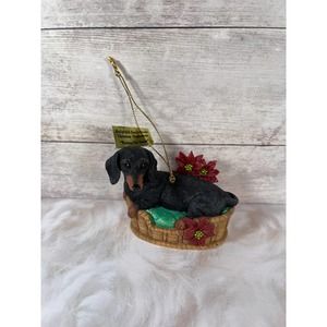 Danbury Mint‎ Delightful Dachshunds Christmas Ornament Waiting For Santa
